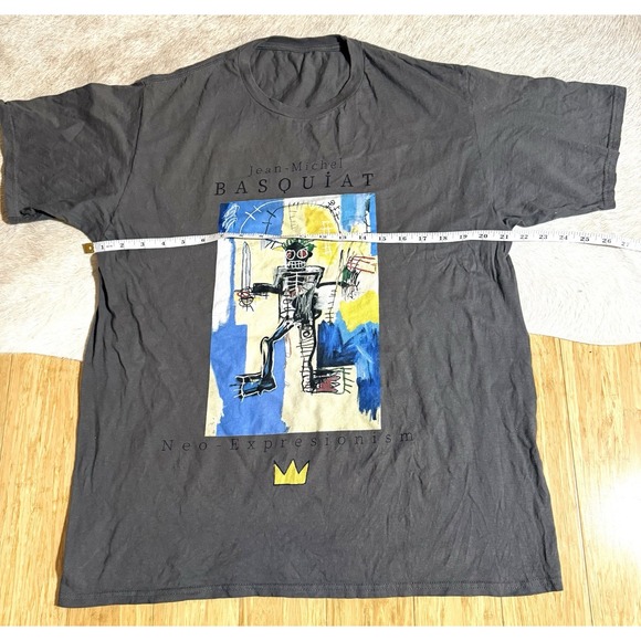 Jean Michel Basquiat Gray Short Sleeve Shirt Size XL Neo-Expresionism Graphic - Picture 2 of 4